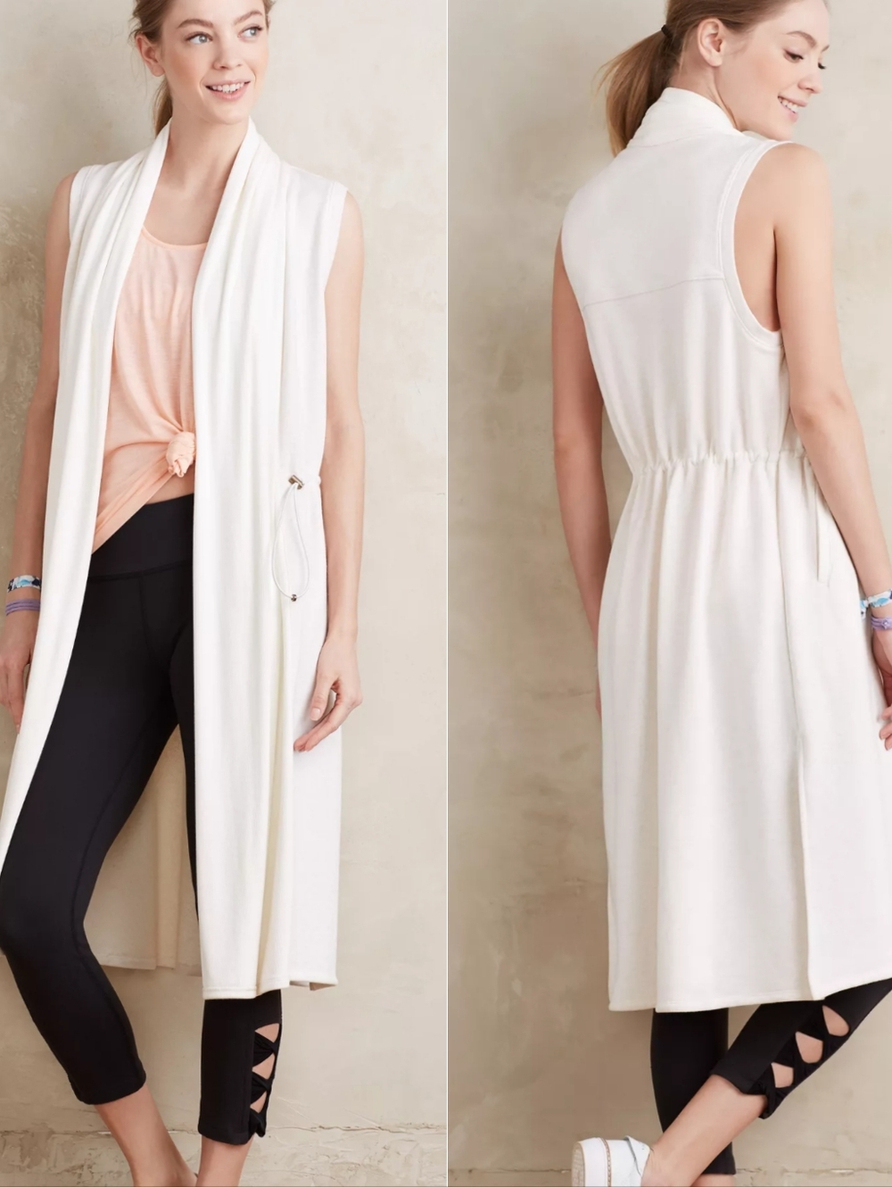 Anthropologie Saturday Sunday Midi Open Waterfall Sweater Vest Duster Sz Medium